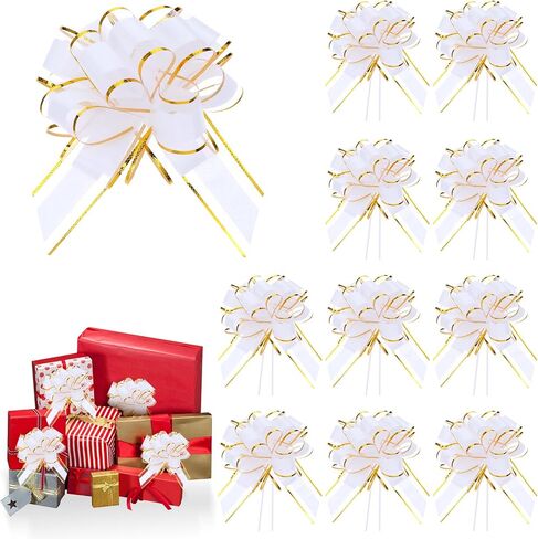 6 Inches Pull Bows for Gift Wrapping Ribbon Bows Gift Wrapping Supplies 10 Pcs (Gold) in Saudi Arabia