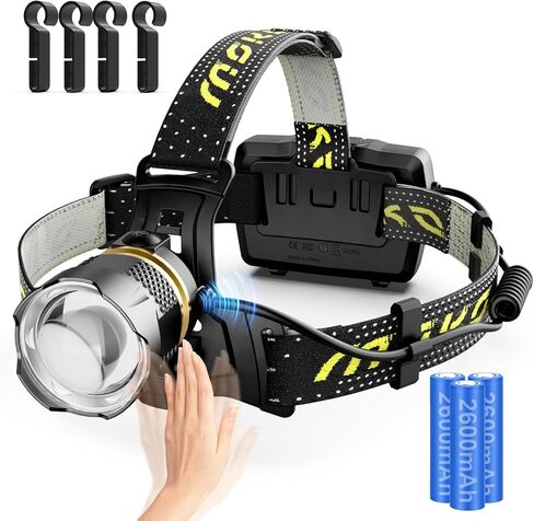 MoKo Rechargeable Headlamp 2PCS, 230° Wide Beam Head Lamp with 2 Color Temps and Motion Sensor, Waterproof LED Headlights for Adults with SOS Mode, Camping Gear for Cycling Hiking Fishing Hunting in Saudi Arabia