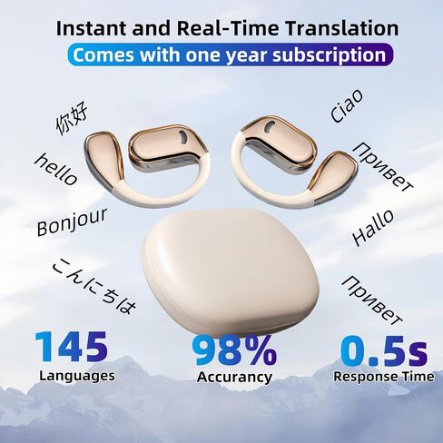 Language Translator Pods: Real-Time Translation in 144 Languages, Offline Functionality, Audio, Long Battery for Business & Travel (Black) in Saudi Arabia