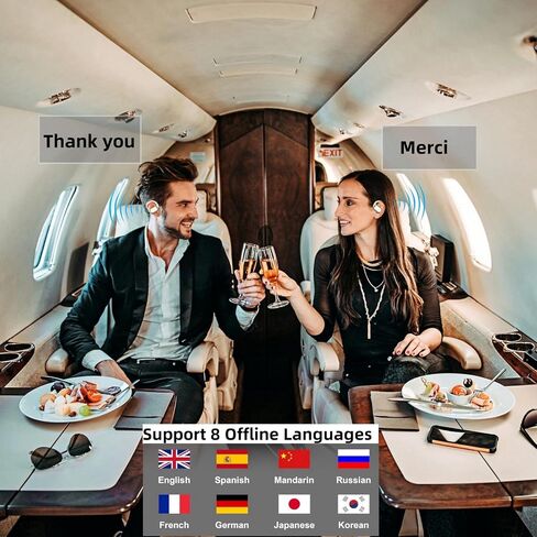 Language Translator Pods: Real-Time Translation in 144 Languages, Offline Functionality, Audio, Long Battery for Business & Travel (Black) in Saudi Arabia