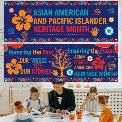 2PCS Asian Pacific American Honerage Banner Banner Banner AAPI HONTAGE BULLETIN BANTIN ASIAN in Kuwait
