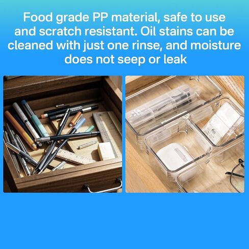 27 PCS Clear Plastic Drawer Organizer Set, 4 Sizes Acrylic Drawer Storage Trays Non Slip Storage Bins for Makeup, Jewelry, Gadgets for Kitchen, Bedroom, Bathroom, Office in Saudi Arabia