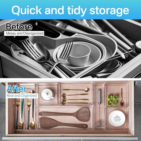 27 PCS Clear Plastic Drawer Organizer Set, 4 Sizes Acrylic Drawer Storage Trays Non Slip Storage Bins for Makeup, Jewelry, Gadgets for Kitchen, Bedroom, Bathroom, Office in Saudi Arabia