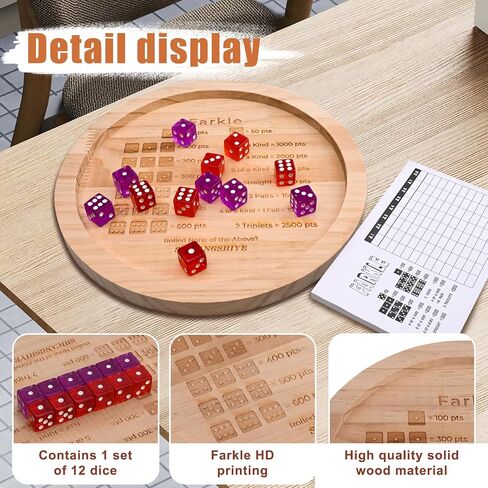 11.8 بوصة 2025 صينية نرد Farkle جديدة مع الأوتاد تسجيل الأوتاد ، و Pearl Dice ، والقواعد المطبوعة-لعبة Dice Classic مع ثقوب التسجيل لتتبع التقدم السهل على التقدم in Kuwait