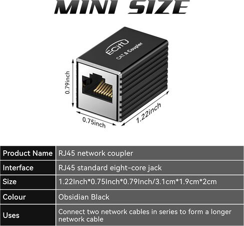 5 Pack RJ45 Coupler, Aluminum Alloy Shell, Ethernet Adapters Female to Female, 8-Pin Modular Straight Through Extender, Network Connectors for Cat8/Cat7/Cat6/Cat6a/Cat5e/Cat5 Ethernet Cable(Gray) in Saudi Arabia
