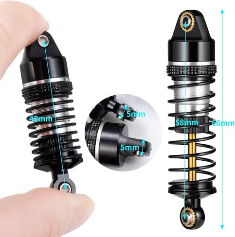 Aluminum Front Rear Shocks Absorber RC Damper for Arrma 1/18 Granite Typhon Mojave Grom RC Crawler Upgrade (Black&Silver) in Kuwait