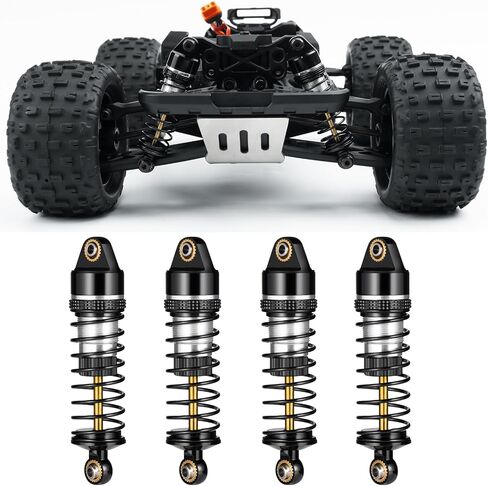 Aluminum Front Rear Shocks Absorber RC Damper for Arrma 1/18 Granite Typhon Mojave Grom RC Crawler Upgrade (Black&Silver) in Kuwait