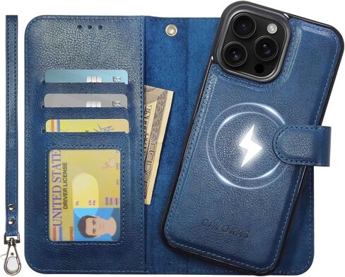 Case Wallet for iPhone 16 Pro Max Wallet Case, Detachable Leather Case with Card Holder, Strong Magnetic Compatible with MagSafe Wireless Charging, Kickstand Shockproof Cover 6.9 inch, Red in Saudi Arabia