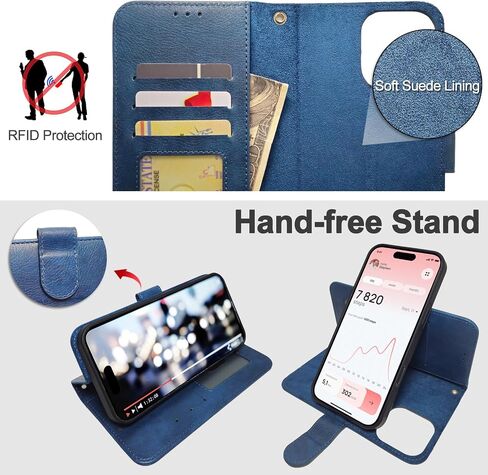Case Wallet for iPhone 16 Pro Max Wallet Case, Detachable Leather Case with Card Holder, Strong Magnetic Compatible with MagSafe Wireless Charging, Kickstand Shockproof Cover 6.9 inch, Red in Saudi Arabia