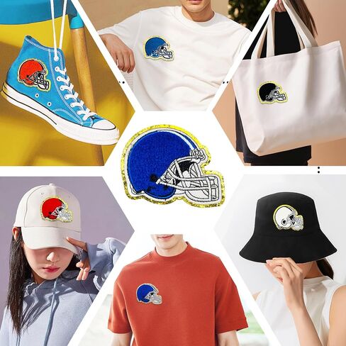 Jongdari 20pcs Sports Chenille Patches Iron On Patches Bulk for Hats Backpacks Clothes, Baseball Football Softball Basketball Soccer Patch for Heat Press with Gold Edges for Kids Boys Girls Adults in Saudi Arabia