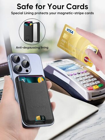 TopMade Premium Leather Phone Wallet Stick on, Stronger 3M Adhesive Credit Card Holder for Back of Phone Case, iPhone, Samsung, and Android, RFID Blocking, Fit 4 Cards, Dark Blue in Saudi Arabia
