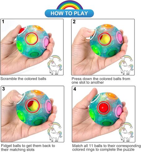 VDealen Magic Rainbow Puzzle Ball ، Bight Ball Puzzle Brain Brain Teaser Toy Toy for Boys & Girls- عيد ميلاد حفلة عيد الفصح in Kuwait