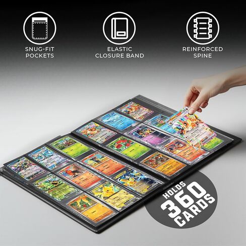 CardGuard Trading Card Binder Pro-Folio – 9 Pocket Binder - Side-Loading Album, Durable & Acid-Free Storage for Pokémon, YuGiOh, MTG, TCG, Game & Sports Cards, Black in Kuwait