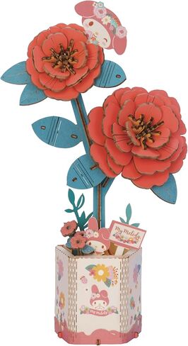 Hands Craft Hello Kitty and Friends Pink Rose 3D Wooden Puzzle Kit | DIY Flower Model | Arts & Crafts for Adults & Kids | Creative Hobby Kits | Hello Kitty Collectible | Wood Building Set in Saudi Arabia