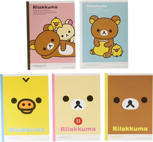 Nakabayashi Logical Air Lightweight Notebook, Pack of 5, B5, 0.26 inch (6.5 mm) Ruled, Rilakkuma No S-108-5P in Saudi Arabia