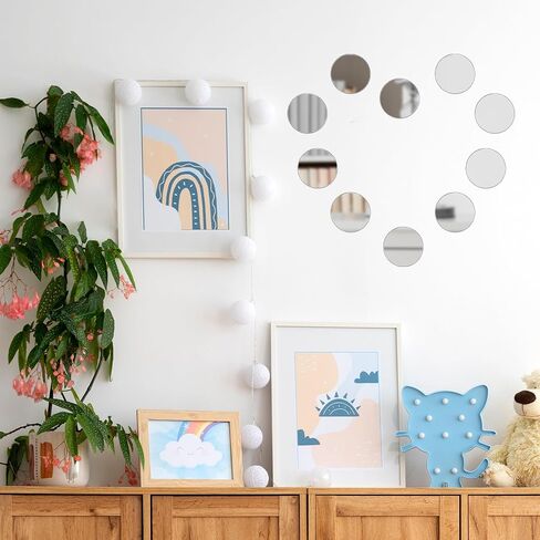 20Pcs Mini Acrylic Round Mirror Tiles Circles Craft Mirror Tiles Self Adhesive Mirror Stickers Decorative Mosaic Mirror Sheets for DIY Crafts, Wall Decor, Jewelry Making (2 Inch) in Kuwait