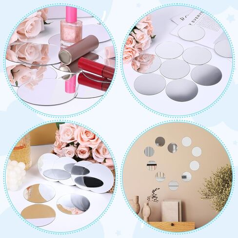 20Pcs Mini Acrylic Round Mirror Tiles Circles Craft Mirror Tiles Self Adhesive Mirror Stickers Decorative Mosaic Mirror Sheets for DIY Crafts, Wall Decor, Jewelry Making (2 Inch) in Kuwait