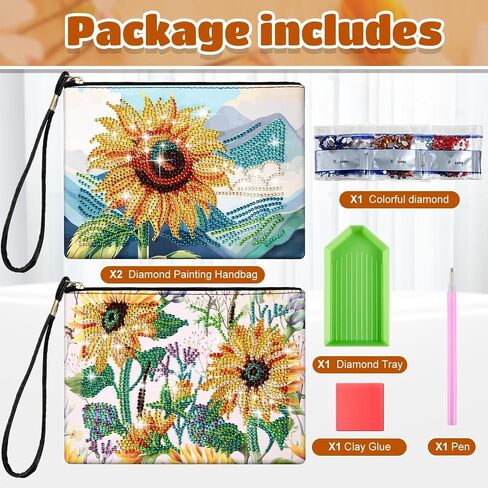 Geyoga 2 Pieces DIY Diamond Painting Purses 5d DIY Diamond Painting Handbag Art Wristlet Clutch Bag for Women Girls Art Craft Makeup Gift (Butterfly) in Saudi Arabia