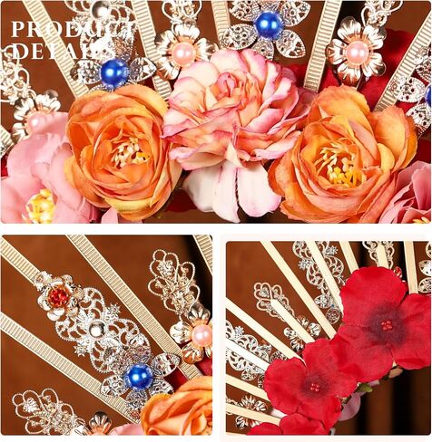 Fantasy Flower Halo Crown - Handmade Fairy Blue Roses Headpiece Crystal Greek Goddess Tiara Gold Spiked Sunburst Headband for Women Renaissance Halloween Elf Cosplay Bride in Saudi Arabia