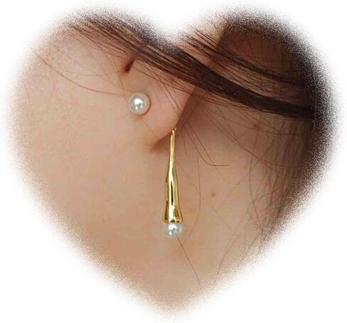 Handmade Teardrop Pearl Jacket Drop Earrings for Women Vintage Pearl Earrings Teardrop Dangle Earrings Gold Pearl Stud Earrings Pearl Front Back Earrings Jewelry for Girls Gifts (Gold) in Saudi Arabia