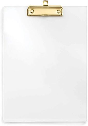 UNIQOOO Thick Clear Acrylic Clipboard with Shiny Gold Finish Clip, Perfect for Modern Arts Lover, Fashion and Style Expert, Calligrapher, Office, Seminars, Workshops, Home School, Classroom and Event in Kuwait