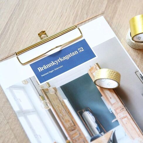 UNIQOOO Thick Clear Acrylic Clipboard with Shiny Gold Finish Clip, Perfect for Modern Arts Lover, Fashion and Style Expert, Calligrapher, Office, Seminars, Workshops, Home School, Classroom and Event in Kuwait