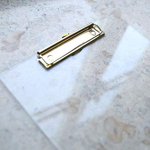 UNIQOOO Thick Clear Acrylic Clipboard with Shiny Gold Finish Clip, Perfect for Modern Arts Lover, Fashion and Style Expert, Calligrapher, Office, Seminars, Workshops, Home School, Classroom and Event in Kuwait