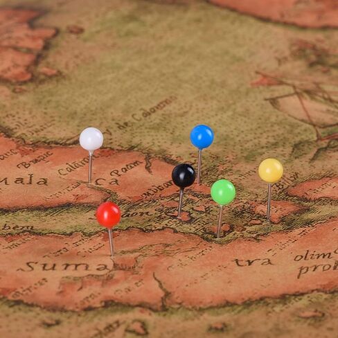 Outus 500 Pieces Map Push Pins Map Tacks Plastic Round Head Tacks with Steel Points (Multicolor, 1/8 Inch) in Kuwait