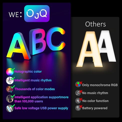OJQ Light Up Letters LED Letter - Marquee Letters Music Sync Color Change Colorful Alphabet Letter - Christmas Birthday Gifts for Girl - Teen Girls Room Decor Gifts Party Home Wall Bedroom Decor in Saudi Arabia