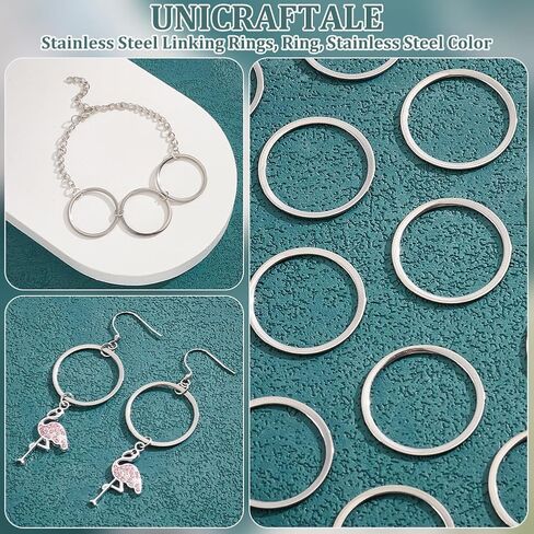 UNICRAFTALE 100pcs Stainless Steel Linking Rings, 20mm Diameter, Circle Frames Connectors, Jewelry Making, Bracelet Necklace Accessories in Saudi Arabia