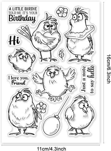 GLOBLELAND Funny Birds Branches Clear Stamps Cartoon Animals Silicone Stamp Seals Transparent Stamps for DIY Scrapbooking Cards Making Photo Album Journal 6.3x4.3inch in Saudi Arabia
