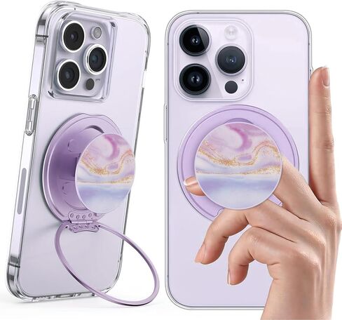 قبضة هاتف رفيعة، حامل حلقة هاتف مغناطيسي، مسند هاتف رفيع للغاية مع حزام حلقة الإصبع، حامل حلقة الهاتف لسلسلة Mag Safe iPhone 16/15/14/13/12 (خشب الجوز) in Kuwait