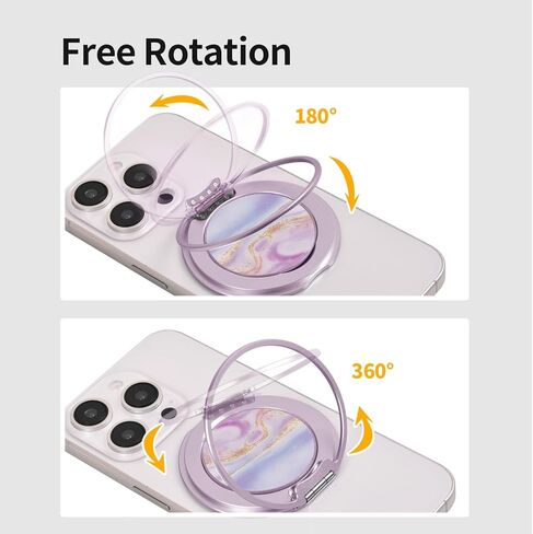 قبضة هاتف رفيعة، حامل حلقة هاتف مغناطيسي، مسند هاتف رفيع للغاية مع حزام حلقة الإصبع، حامل حلقة الهاتف لسلسلة Mag Safe iPhone 16/15/14/13/12 (خشب الجوز) in Kuwait