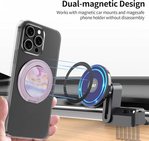 قبضة هاتف رفيعة، حامل حلقة هاتف مغناطيسي، مسند هاتف رفيع للغاية مع حزام حلقة الإصبع، حامل حلقة الهاتف لسلسلة Mag Safe iPhone 16/15/14/13/12 (خشب الجوز) in Kuwait