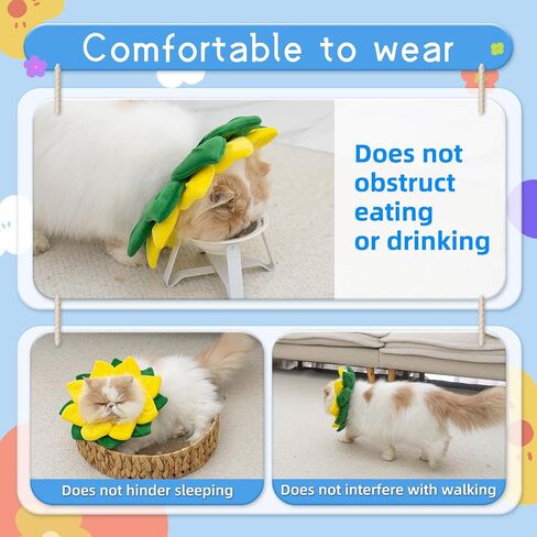 Soft Cat Cone Collar， Cute Adjustable Cat Recovery Collar，Elizabethan e Collar That can Protect Head and Foot Wounds，High-Rebound Sponge, Prevents Water Accumulation (Yellow & Green, M) in Saudi Arabia