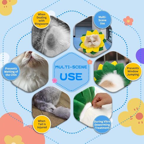 Soft Cat Cone Collar， Cute Adjustable Cat Recovery Collar，Elizabethan e Collar That can Protect Head and Foot Wounds，High-Rebound Sponge, Prevents Water Accumulation (Yellow & Green, M) in Saudi Arabia
