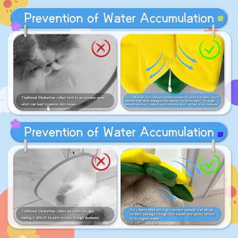Soft Cat Cone Collar， Cute Adjustable Cat Recovery Collar，Elizabethan e Collar That can Protect Head and Foot Wounds，High-Rebound Sponge, Prevents Water Accumulation (Yellow & Green, M) in Saudi Arabia