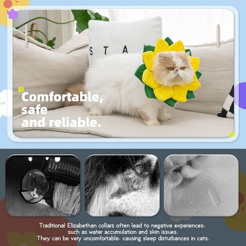 Soft Cat Cone Collar， Cute Adjustable Cat Recovery Collar，Elizabethan e Collar That can Protect Head and Foot Wounds，High-Rebound Sponge, Prevents Water Accumulation (Yellow & Green, M) in Saudi Arabia