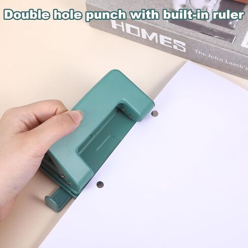 2 Hole Paper Punch,Metal Two-Hole Punch,2 Holes Puncher for File Folder,Adjustable Manual Paper Puncher Office Punchers for A4/A5/B5 Looseleaf Book and Home Supplies(Green) in Kuwait