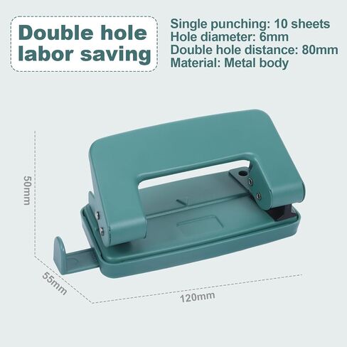 2 Hole Paper Punch,Metal Two-Hole Punch,2 Holes Puncher for File Folder,Adjustable Manual Paper Puncher Office Punchers for A4/A5/B5 Looseleaf Book and Home Supplies(Green) in Kuwait