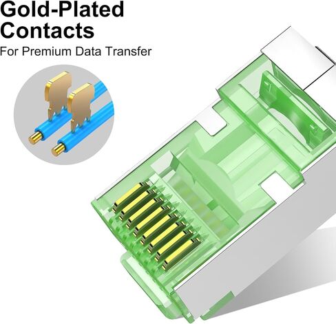 Solsop STP مقابس موصل RJ45 محمية، 50 قطعة Cat6 Cat6A تمر من خلال الموصلات + 50 قطعة غطاء أحذية RJ45 in Saudi Arabia