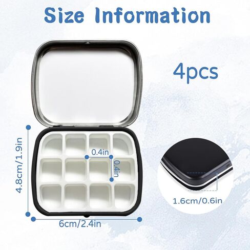4Pcs Mini Watercolor Palette with Lid, 12-Well Tiny Empty Watercolor Tin, Metal Travel Portable Watercolor Pans Small Paint Palette Tray for Painting, White in Kuwait