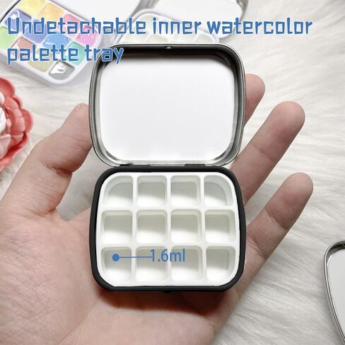 4Pcs Mini Watercolor Palette with Lid, 12-Well Tiny Empty Watercolor Tin, Metal Travel Portable Watercolor Pans Small Paint Palette Tray for Painting, White in Kuwait