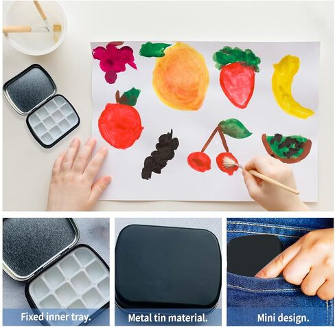 4Pcs Mini Watercolor Palette with Lid, 12-Well Tiny Empty Watercolor Tin, Metal Travel Portable Watercolor Pans Small Paint Palette Tray for Painting, White in Kuwait