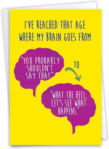 NobleWorks - 1 Funny Happy Birthday Notecard - Old Man Humor Greeting Card with Envelope - Man's Senility Prayer C9348BDG in Saudi Arabia