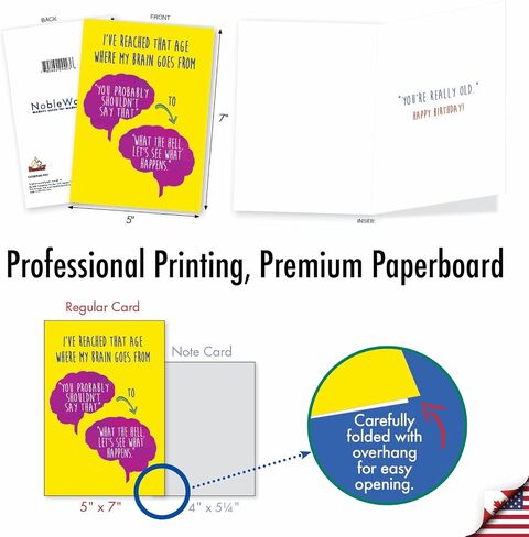 NobleWorks - 1 Funny Happy Birthday Notecard - Old Man Humor Greeting Card with Envelope - Man's Senility Prayer C9348BDG in Saudi Arabia