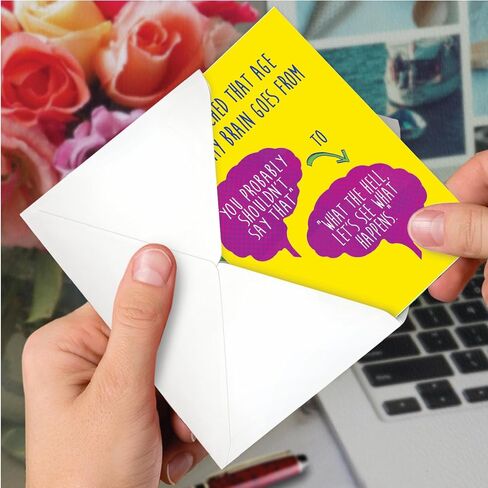 NobleWorks - 1 Funny Happy Birthday Notecard - Old Man Humor Greeting Card with Envelope - Man's Senility Prayer C9348BDG in Saudi Arabia