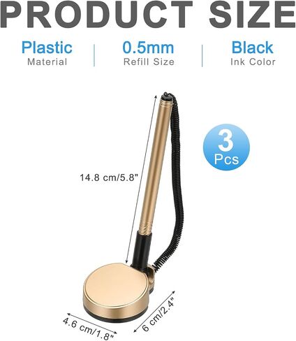 PATIKIL 3Pcs Secure Pen with Adhesive Chain and Security Pen Holder, Reception Counter Pens Desktop Pen Black Ink Refills for Desk Workplace Office Home Supplies, Round Base, Purple in Saudi Arabia