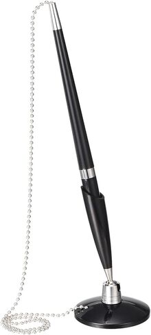 Patikil Secure Pen مع السلسلة وحامل القلم اللاصق ، 3pcs استقبال مكتب العداد القلم مع حامل قلم الأمن لبنك فندق بنك المكاتب ، الأسود in Kuwait