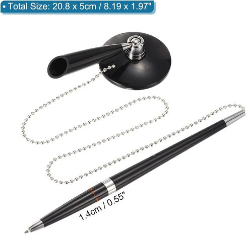 Patikil Secure Pen مع السلسلة وحامل القلم اللاصق ، 3pcs استقبال مكتب العداد القلم مع حامل قلم الأمن لبنك فندق بنك المكاتب ، الأسود in Kuwait